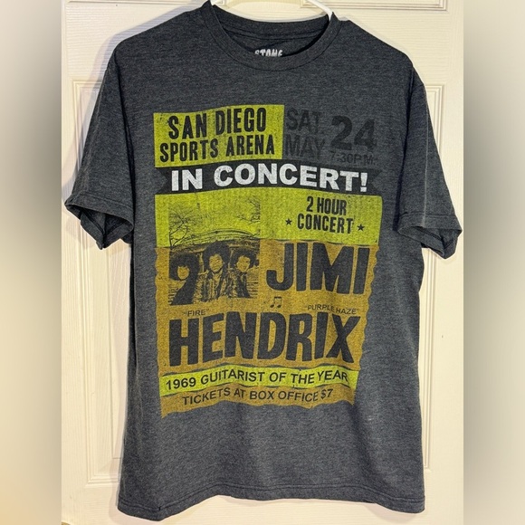 stone free Other - Jimi Hendrix San Diego Sports Arena Concert Poster Gray T Shirt large